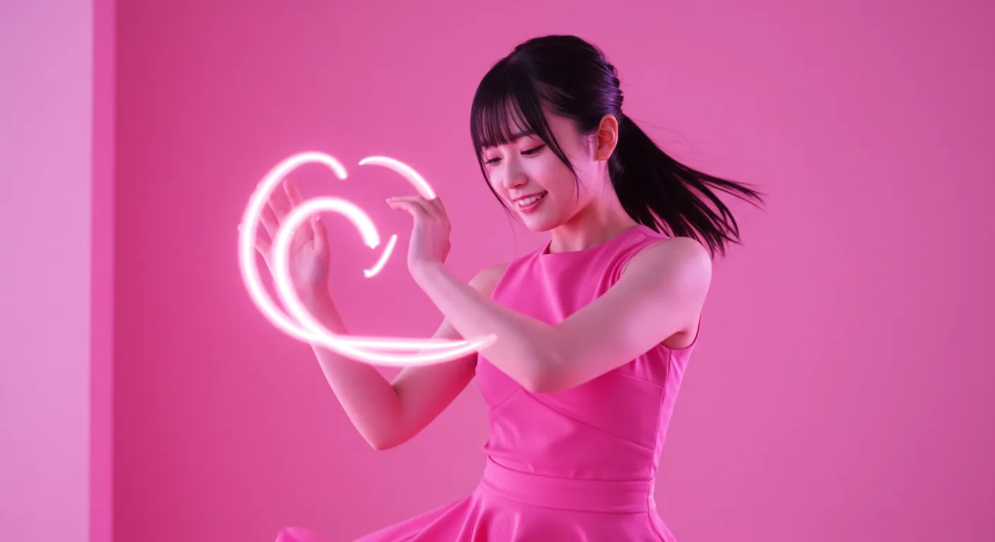 ピンクのハートを持つ女の子