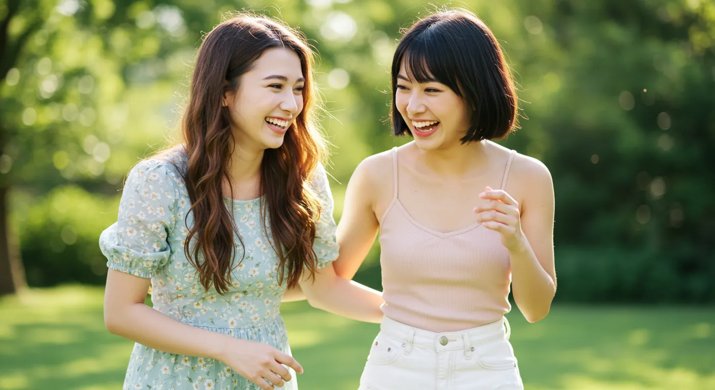 笑い合う姉妹