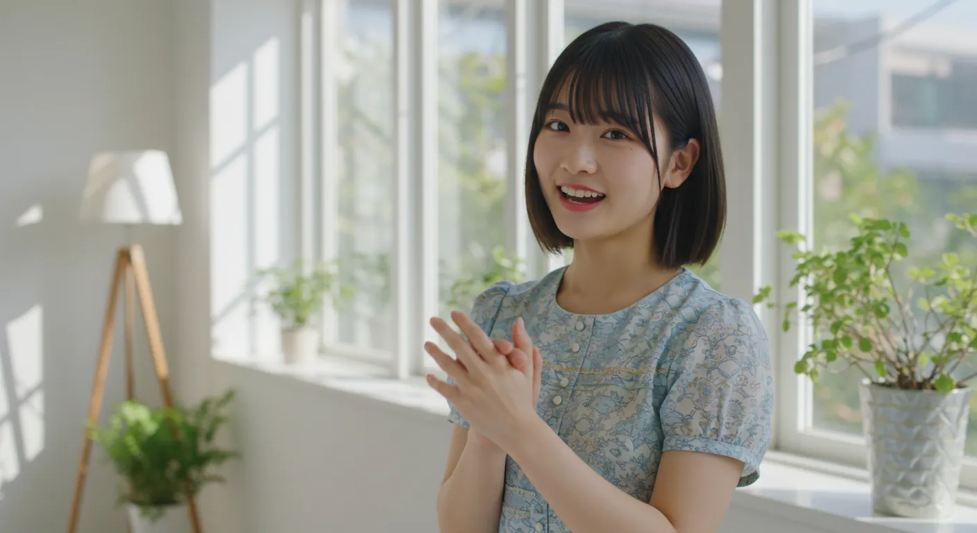 部屋で歌う女の子