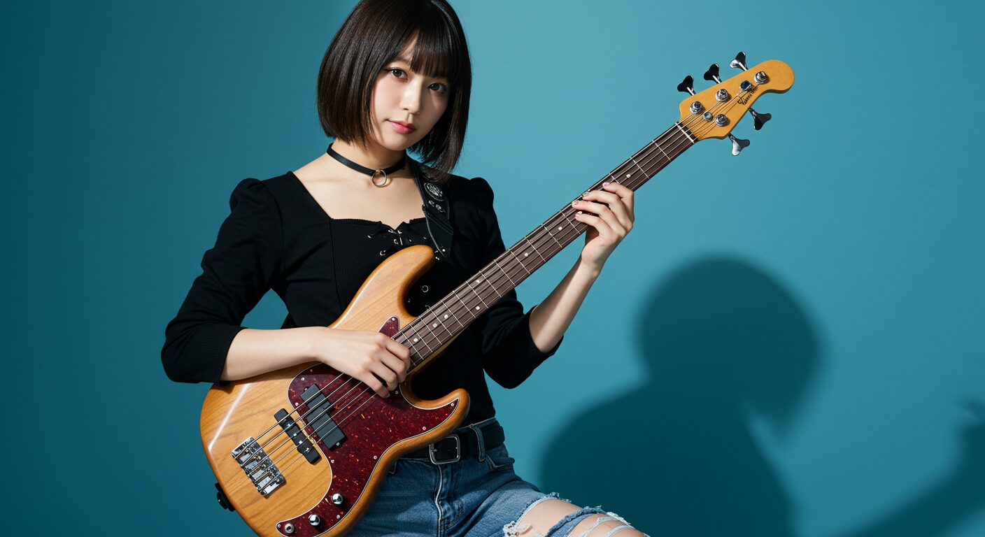 ベースを弾く女の子