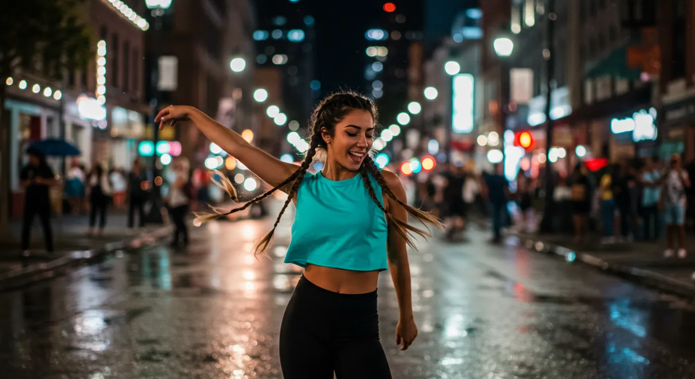 街でダンスする女性