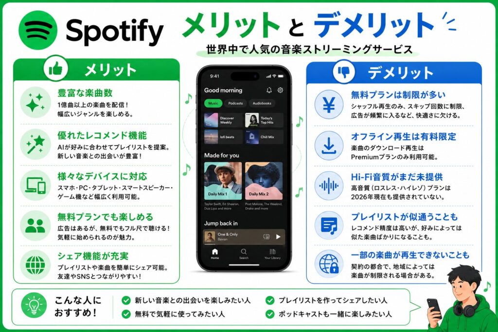Spotifyのメリット、デメリット